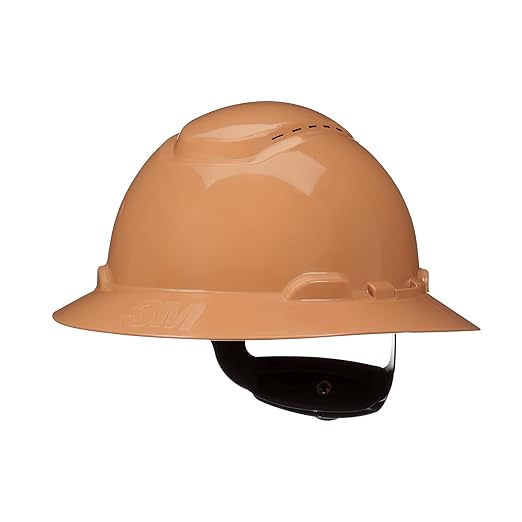 3M Hard Hat SecureFit H-811SFV-UV, Tan, Vented Full Brim Style Safety Helmet with Uvicator Sensor, 4-Point Pressure Diffusion Ratchet Suspension, ANSI Z87.1