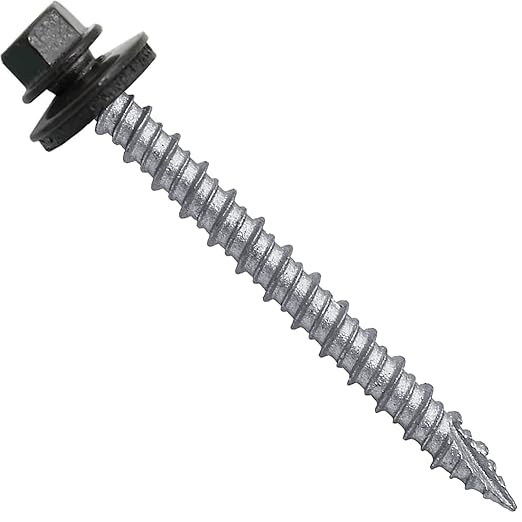 Metal ROOFING SCREWS: (250) 10 x 2" Dark Bronze Hex Head Sheet Metal Roof Screw. Self starting metal to wood siding screws. EPDM washer. Colored head