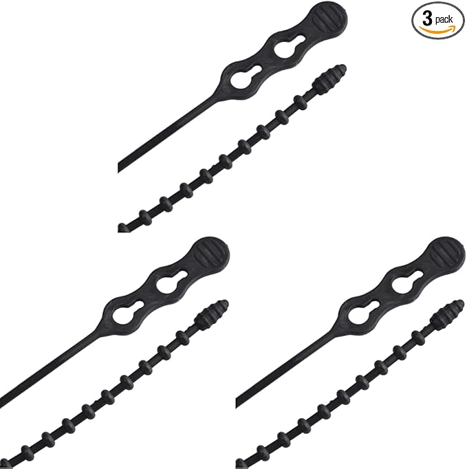 Gardner Bender 45-12BEADBK Beaded Cable Tie Wrap, 12 inch, 70 lb, Reusable, Adjustable Wire and Cord Management, 15 Pk, UV Resistant Black (Pack of 3)