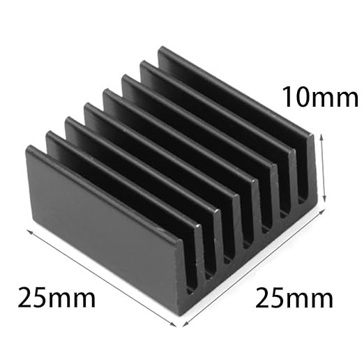 10PCS Black Aluminum Heat Sink with Thermal Conductive Adhesive Tape, 25×25×10mm Heatsink Cooler for Cooling VRM GPU Stepper Driver 3D Printer Stepper Motor Raspberry Pi