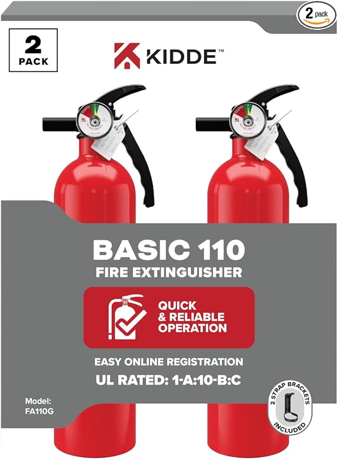 Kidde Multi Purpose Fire Extinguisher for Home, Office, Dorm, Residential, 1A10BC, 2 Pack