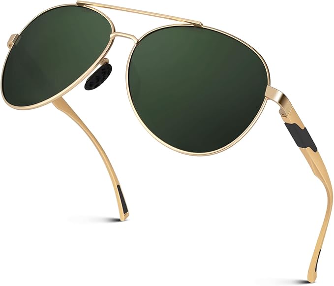 GQUEEN Classic Military Style Pilot Polarized Sunglasses Spring Hinges Al-Mg for mens womens MOS1