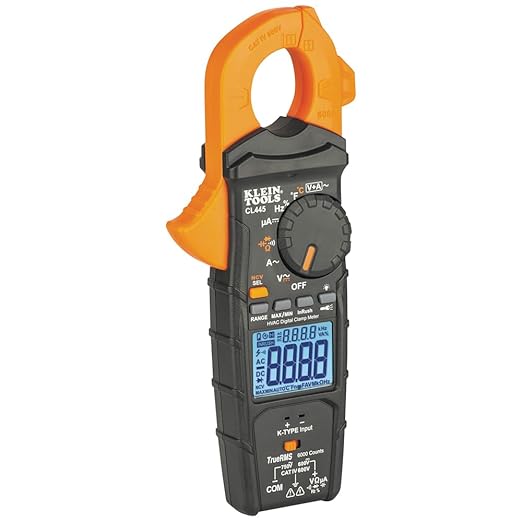 Klein Tools CL445 HVAC Clamp Meter, Auto-Ranging TRMS, NCVT, Measures Voltage, Current, Temperature, Micro Amps, InRush and More