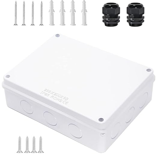 Junction Box, Zulkit Project Box with Reserved Holes IP65 Waterproof Dustproof Electrical Box ABS Plastic Project Enclosure White 10 x 7.9 x 3.1 Inch
