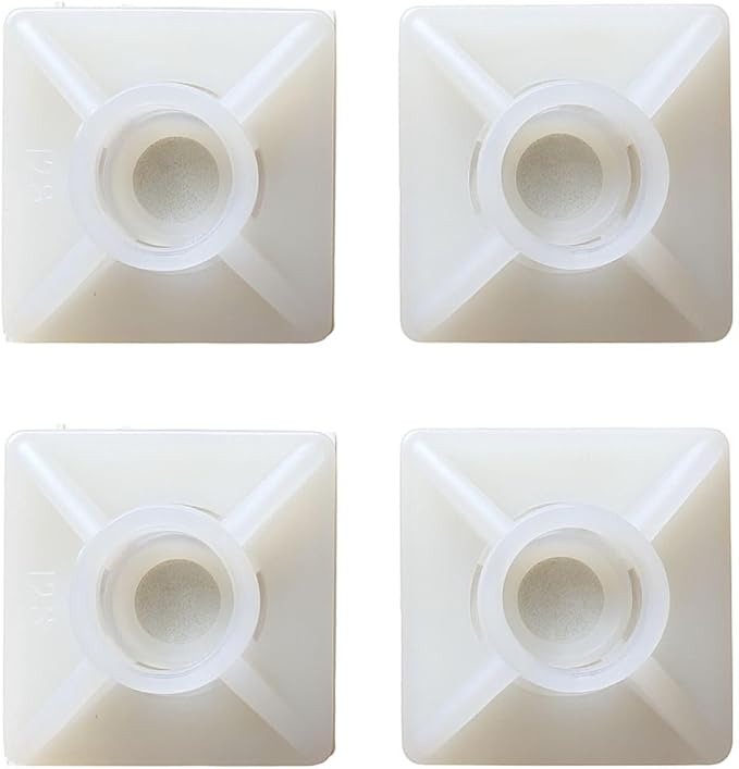 GTSE 100 Pack White Zip Tie Mounts, 3/4" Adhesive Mounting Squares, Cable Tie Mount, Cable Clips Organizer Holders, Zip Tie Anchor for Wire Bundles, UV Resistant Tie Wrap Bases