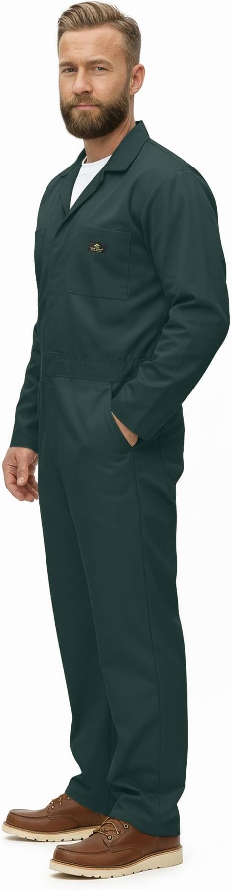 Natural Uniforms Mens Long Sleeve Zip Up Twill Coverall, Stain and Wrinkle Resistant
