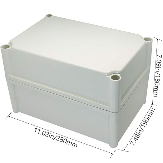 Zulkit Junction Box ABS Plastic Dustproof Waterproof IP67 Junction Boxes Universal Electrical Project Enclosure DIY Electronic Project Box Grey 11.02 x 7.48 x 7.09 inch (280 x 190 x 180 mm)