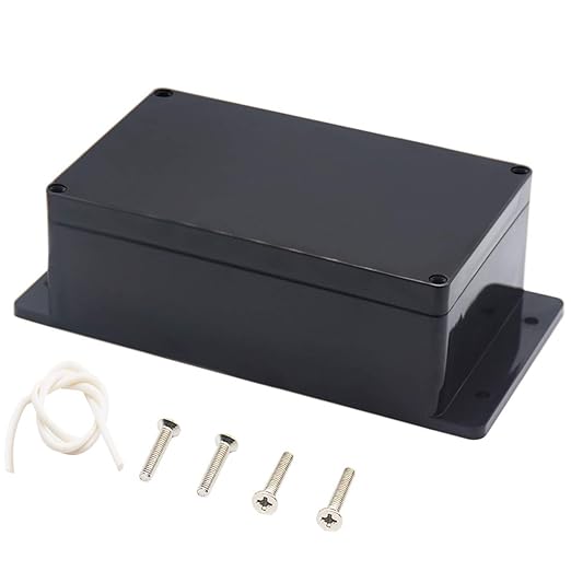 Zulkit Junction Box ABS Plastic Dustproof Waterproof IP65 Universal Electrical Boxes Project Enclosure with Fixed Ear Black 7.87 x 4.72 x 2.95 Inch (200 x 120 x 75 mm)(Pack of 1)