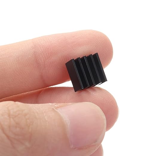 20PCS Black Aluminum Heat Sink with Thermal Conductive Adhesive Tape, 9×9×5mm Heatsink Cooler for Cooling VRM GPU Stepper Driver MOSFET VRam Regulators