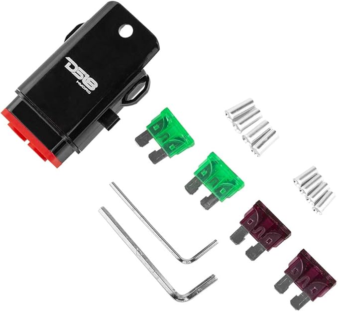 DS18 New Hydro MFH8 - Marine Fuse Holder 8 AWG, Waterproof, Red Silicone Sheat, Included Brass Accessories