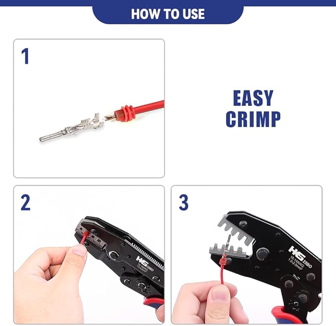 HKS Crimping Tool for Delphi APTIV Weather Pack Terminals or Metri-Pack Connectors - AWG 18-14 (1.0-2.5mm²) with Chrome-Moly Steel Wire Cutting Jaw - One Cycle Cord & Seal Crimper 25BO
