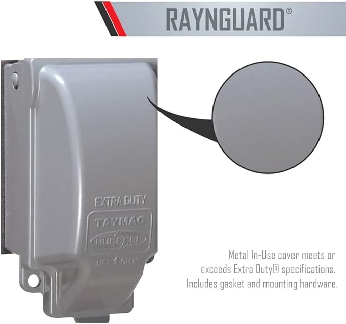 TayMac MX3200 RaynGuard Extra Duty Metal Weatherproof in-Use Cover,1-Gang,Gray,3.55 x 3.37 x 6.12 inches,(Pack of 4)