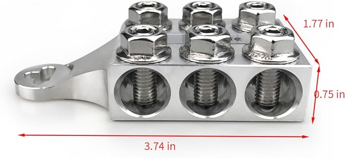 Vgate 12-Way Post Terminal Distribution Block Bus Bar, 8AWG up to 4/0(XL) AWG Gauge, for Lithium or AGM Lead Acid Battery with Bolt Down Ends or Threaded Studs, M5 or M4