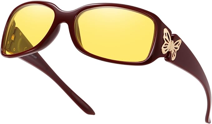 HAOLOTA Night Vision Driving Glasses Women Anti Glare Polarized, Wrap Around Nighttime Safety Glasses UV Protection