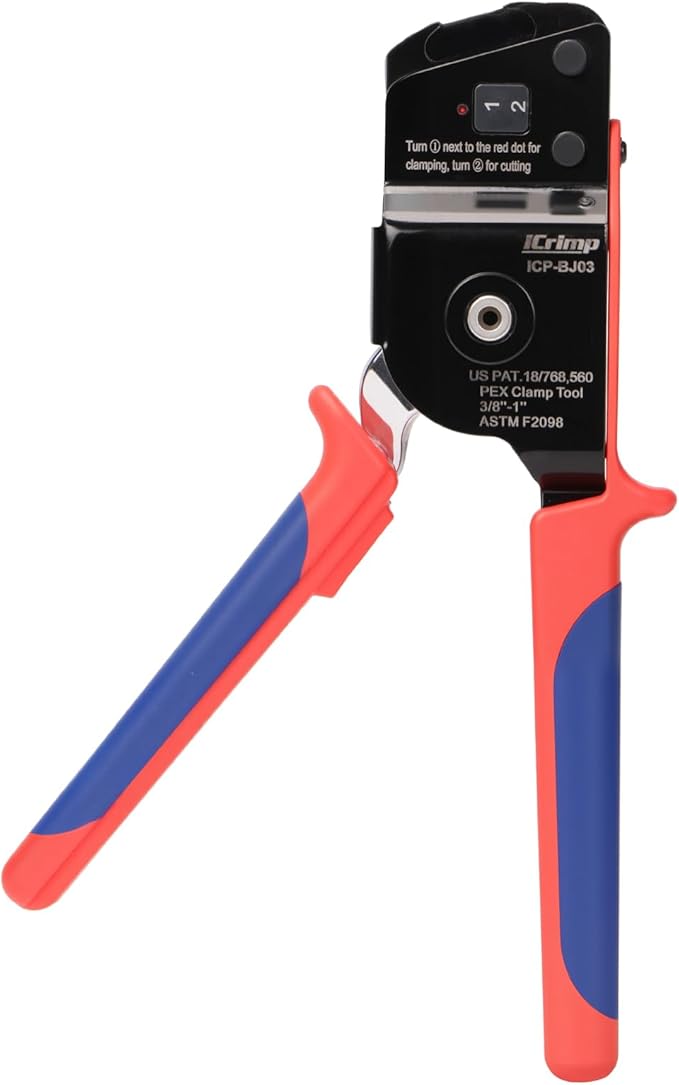 iCrimp One-Hand PEX Pipe Cinch Tool meets ASTM F2098 Standard clamps, PEX Crimping Tool with Removing Function for 3/8-1 inch Clamp Rings