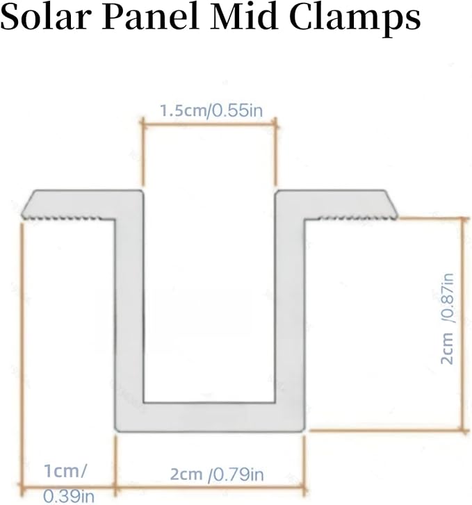 Solar Panel Mid Clamps Solar Bracket Aluminium Mounting Accessories for Solar Panel Mounting (50)