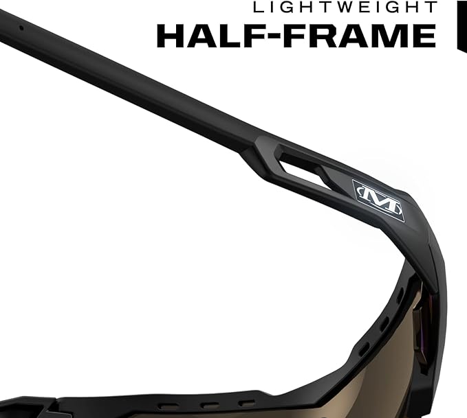 Mechanix Wear: Vision Type-E Safety Glasses with Advanced Anti Fog, Scratch Resistant, Black Half Framed Protective Eyewear, Lightweight, Adjustable Arms and Nose, For Outdoor Use (Blue Mirror Lens)
