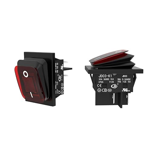 JD 2pcs 30A Power Switch 12V/24V/36V DC Boat Rocker Switch ON/Off Switch 4Pins 2Position Toggle Switch with UL Certificate Waterproof Switches