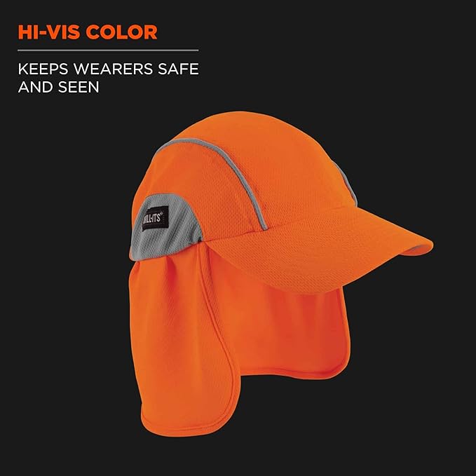 Ergodyne Womens High-performance Hat And Neck Shade Baseball Cap, Orange