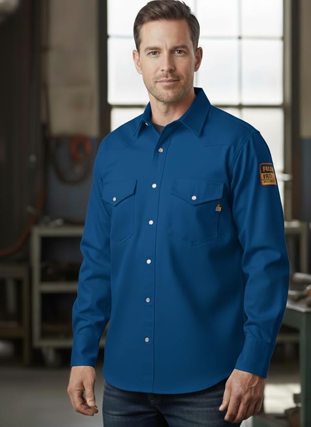 Just In Trend Flame Resistant Light Weight FR Shirt for Men - 88% Cotton, 12% Nylon, 7oz, NFPA 2112