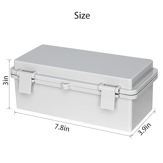 Waterproof Electrical Box, Outdoor IP66 Junction Box with Mounting Plate, ABS Plastic Project Enclosure, Suitable for Solar/Surveillance/Landscaping Projects Gray Cover 7.8"x3.8"x2.9"
