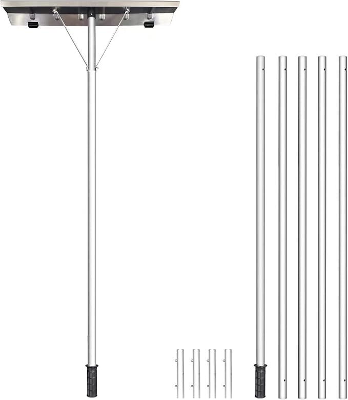 20 Feet Aluminum Snow Rake, with 25.5 Inch Blade, 5 Extension Tubes & Anti-Skid Handle, Telescoping Snow Removal Tool for Removing Snow, Leaves, Debris…