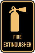 Signs ByLITA Portrait Round Fire Extinguisher Sign with Adhesive Tape, Mounts On Any Flat Surface (Black Gold) - Large