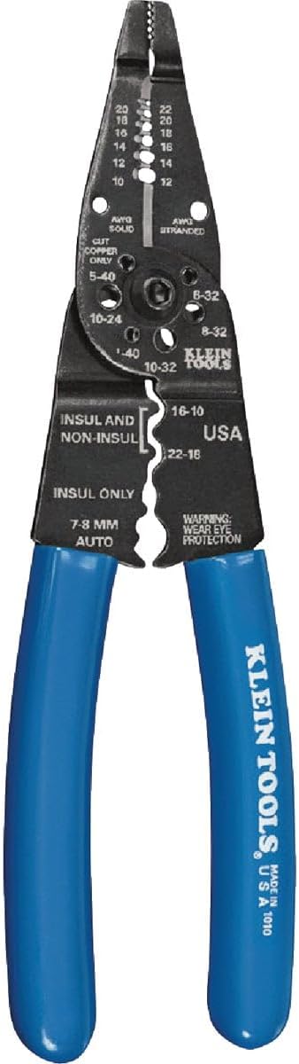 Klein Tools 1010 Multi Tool Long Nose Wire Cutter, Made in USA, Wire Crimper, Stripper and Bolt Cutter Multi-Purpose Electrician Tool, 8-Inch Long