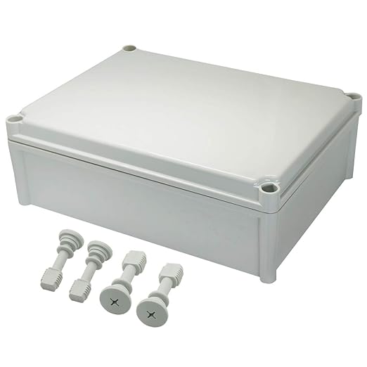 Zulkit Junction Box ABS Plastic Dustproof Waterproof IP67 Junction Boxes Universal Electrical Project Enclosure DIY Electronic Project Box Grey 14.96 x 11.02 x 5.12 inch (380 x 280 x 130 mm)