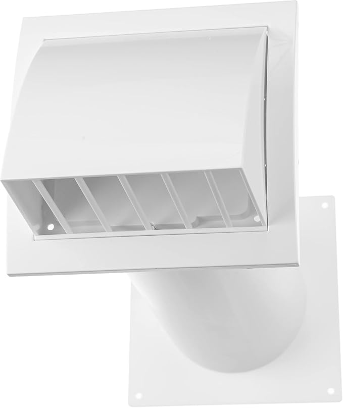 Vent Systems 4'' Inch Plastic Adjustable Through Wall Ventilation Kit - Dryer Vent Kit - Ventilation Tube With Exhaust Hood Vent Cover And Duct Connector - Built In Gravity Damper in Exhaust Hood