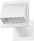 Vent Systems 4'' Inch Plastic Adjustable Through Wall Ventilation Kit - Dryer Vent Kit - Ventilation Tube With Exhaust Hood Vent Cover And Duct Connector - Built In Gravity Damper in Exhaust Hood