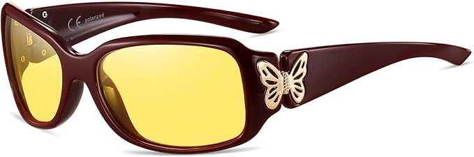 HAOLOTA Night Vision Driving Glasses Women Anti Glare Polarized, Wrap Around Nighttime Safety Glasses UV Protection