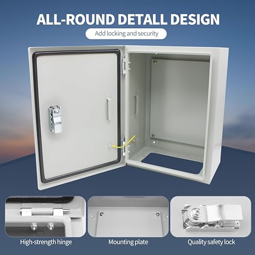 16 * 12 * 8 Inch Outdoor Electrical Junction Box,Electrical Waterproof Box with Lock,Waterproof & Dustproof Metal Box(400 * 300 * 200)