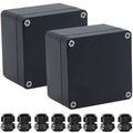 2 Packs Junction Box IP65 Waterproof ABS Plastic Electrical Project Case Power Junction Boxes, Project Box with 8 PCS M16 Cable Glands 3.27x3.19x2.2inch (83 x 81 x 56 mm)
