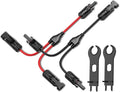 Bateria Power Solar Connectors 30A Y-Branch Cable, Solar Cable Parallel Adaptor in Pair with 2 Spanners for Solar Panel