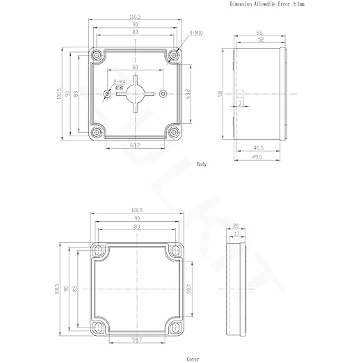 Zulkit Junction Box ABS Plastic Dustproof Waterproof IP67 Junction Boxes Universal Electrical Project Enclosure DIY Electronic Project Box Grey 3.94 x 3.94 x 2.95 inch (100 x 100 x 75 mm)