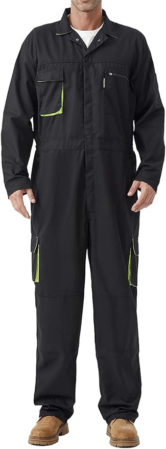 Men's Work Coverall Long Sleeves Overalls Mechanics Coveralls Workwear Jumpsuit with Multi Pockets