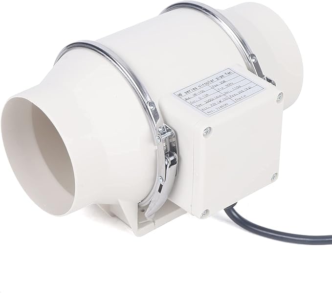 DNYSYSJ 4” Inline Duct Fan 35W 220 CFM Ventilation Exhaust Blower Fans Ductless Bathroom Exhaust Fan Ventilation For Kitchen Ducting, Vents, Bathroom, Grow Tents, Hydroponics