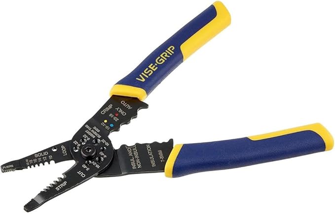IRWIN VISE-GRIP Wire Stripper, 8 inch, Cuts 10-22 AWG, Plier Style Nose, ProTouch Grip for Maximum Comfort (2078309)