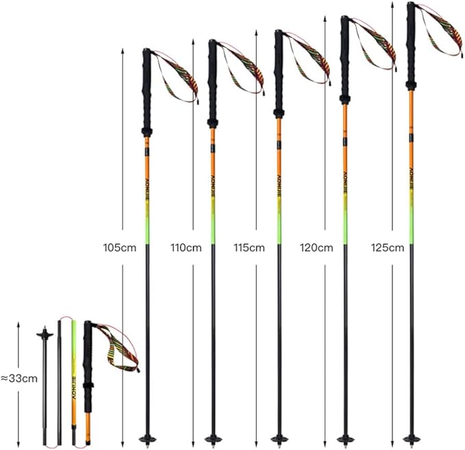 AONIJIE Trekking Poles -2 Ultralight Collapsible Carbon Fiber Hiking Poles with Anti-Shock and Quick Lock System, Folding Walking Sticks for Hiking, Camping