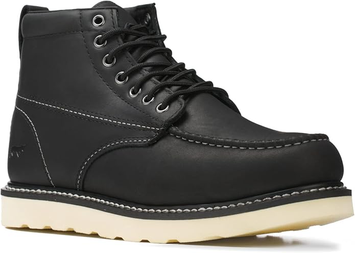Golden Fox Work Boots 6" Men's Moc Toe Wedge Comfortable Boot for Construction
