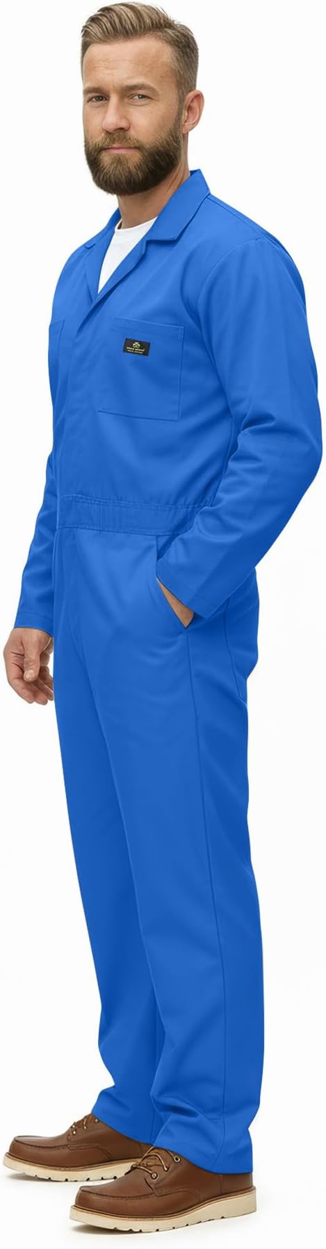 Natural Uniforms Mens Long Sleeve Zip Up Twill Coverall, Stain and Wrinkle Resistant