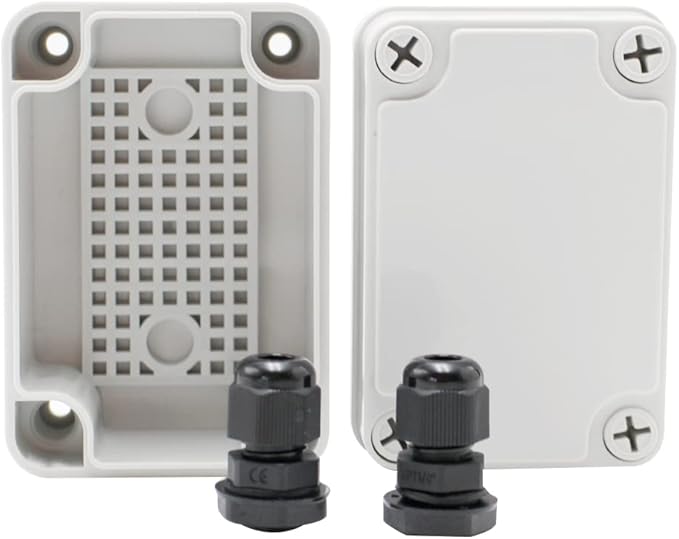 MAKERELE Outside Electrical Box Waterproof Grey 3.74”2.56”2.17” (956555mm) IP67 Small Project ABS Plastic Case with 2 NPT 1/4” Glands
