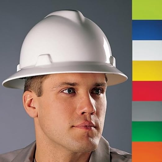 MSA 477478 V-Gard Cap Style Safety Hard Hat With Fas-Trac III Ratchet Suspension | Polyethylene Shell, Superior Impact Protection, Self Adjusting Crown Straps - Small Size in Blue