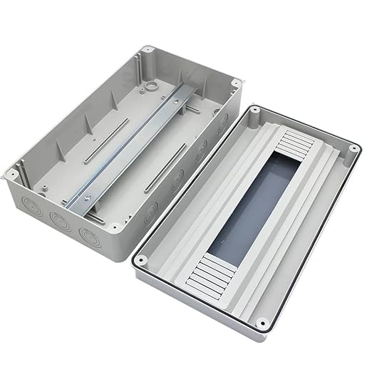 18 Din Rail Power Distribution Box Circuit Breaker Protector Cover Electrical Distribution Boxes Lid Gray with Terminal and DIN Rail for Miniature Circuit Breaker