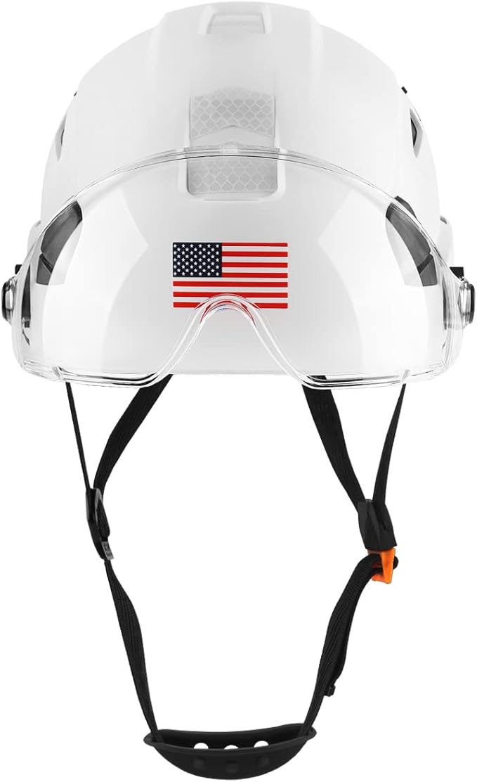 GREEN DEVIL Safety Helmet Hard Hat with Visor Chinstrap Adjustable Lightweight Vented ABS Work Helmet for Men and Women 6-Point Suspension ANSI Z89.1 Approved Ideal for Industrial & Construction