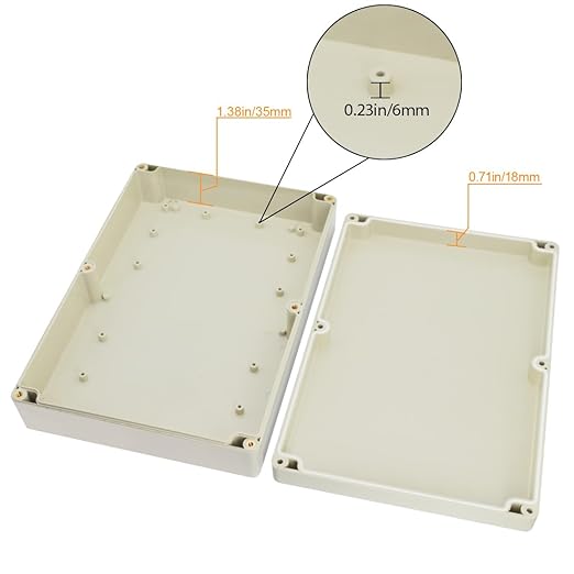 LeMotech Waterproof Dustproof IP65 ABS Plastic Junction Box Universal Electric Project Enclosure Pale Gray 10.4 x 7.2 x 2.4 inch (263 x 182 x 60 mm)
