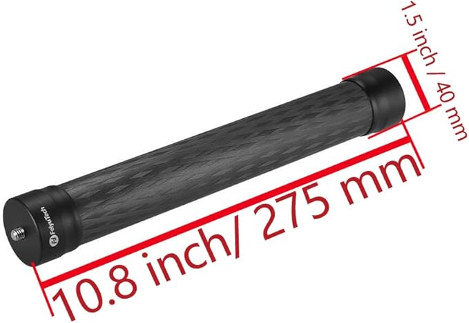 FeiyuTech 10.8" (275mm) Carbon Fiber Extension Pole – Lightweight, Durable with 1/4"-20 Screw, Compatible with Camera Gimbals, Tripods & Monopods