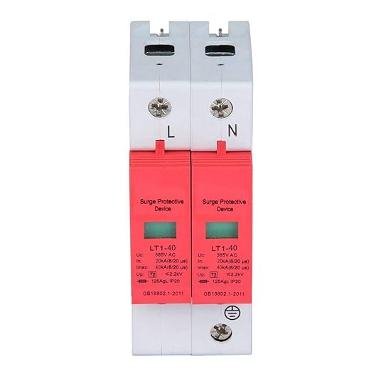 AC Protector Power Protector Arrester Device, House Protector Low Voltage Arrester for Photovoltaic Thunder, Protective Device Arrester Electronics Accessories (2P40KA)