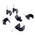 HS Cable Clips 10mm with Steel Nail 200 Pieces Black,Ethernet Management U Shaped Wire Cord Staples Hooks for Outdoor Wall,Coax Cat8 RG8 Cable Extension Fasteners